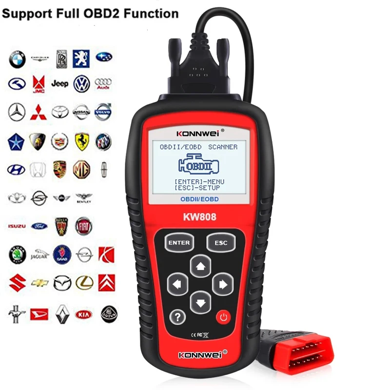 

Автомобильный диагностический инструмент, сканер OBD2 KW808 Anto Scann, считыватель кодов, диагностика двигателя, инструменты для всех протоколов OBD2 после 1996 года