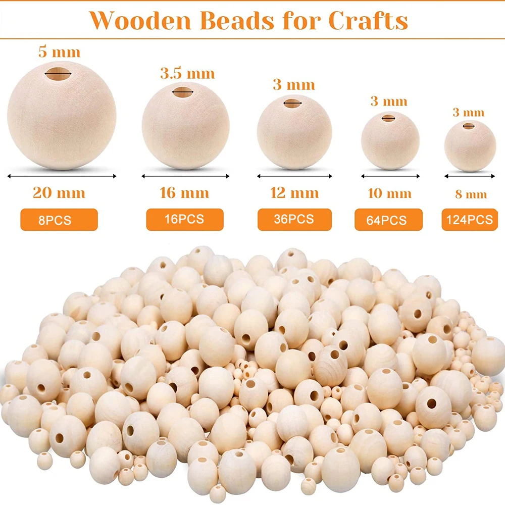 4-30mm Natural Wood Beads Unfinished Round Wooden Loose Beads Wood Spacer Beads For DIY Craft Handmade Jewelry Making