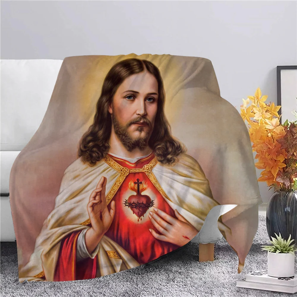 CLOOCL Flannel blanket Jesus God Sherpa Blanket Fashion Throw Blanket Adult New Year Gift Christmas Travel Decoration Quilt