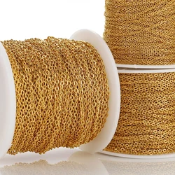 10Meters/Roll Stainless Steel Gold Chain O Shape Cross Chains for DIY Jewelry Making