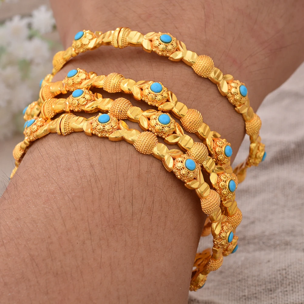 

Two-Color Dubai Gold Color Bracelet African Bridal Bangles For Women Wedding Jewelery Gifts