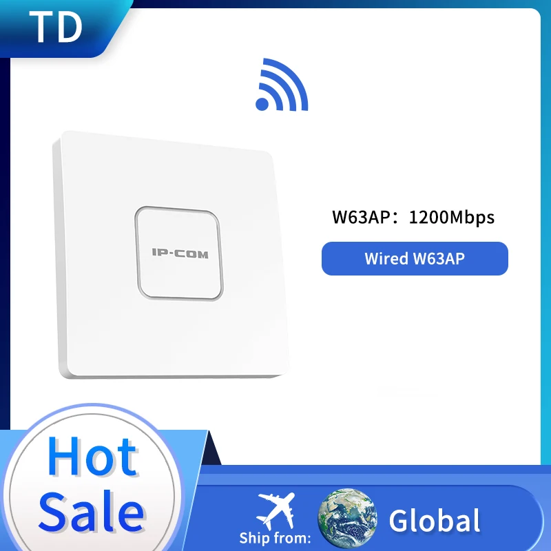 IP-COM W63AP หลังคาไร้สายแผง Gigabit AP Dual Band Wave2 Gigabit พอร์ตเสาอากาศรับสัญญาณสนับสนุน PoE DC Whole House ครอบคลุม