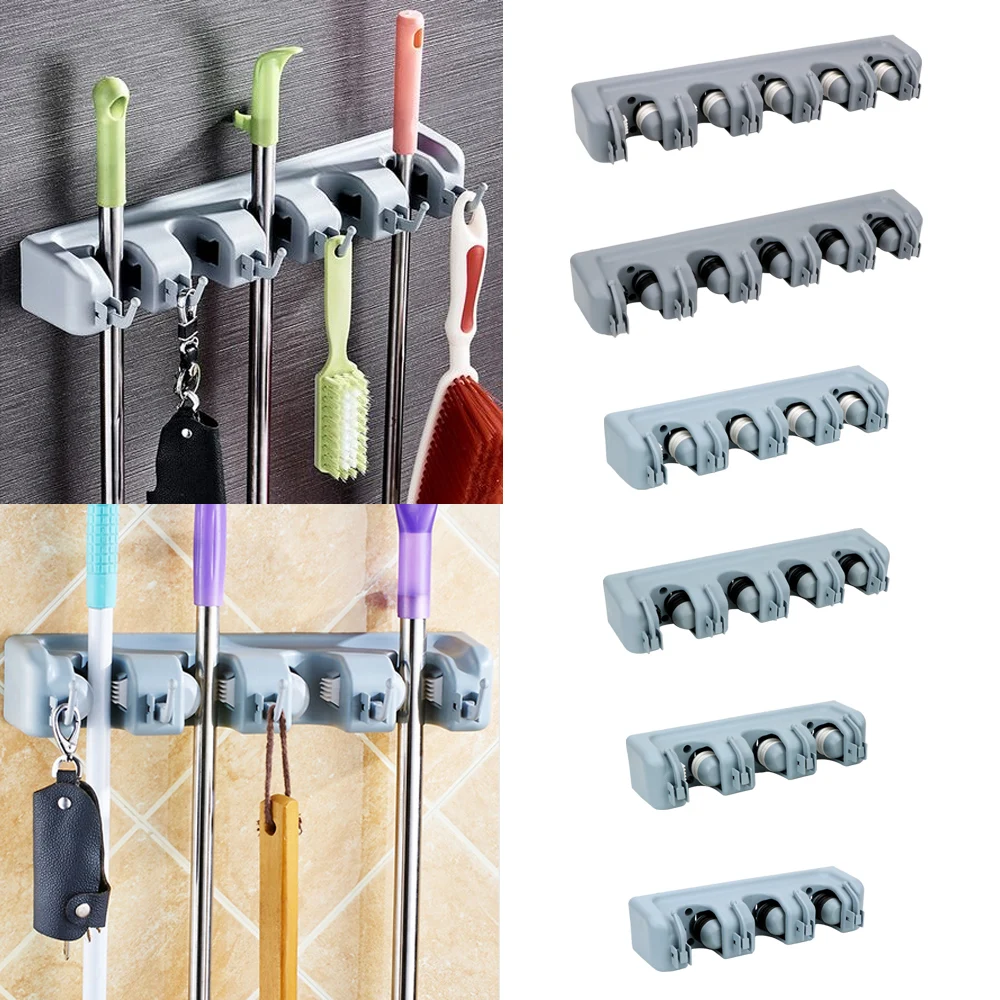 Magic Plastic Mop Holder Storage Holder Broom Holder 3 Styles Wall Mounted Multi-Functional Broom Holder Tool Kitchen Storage