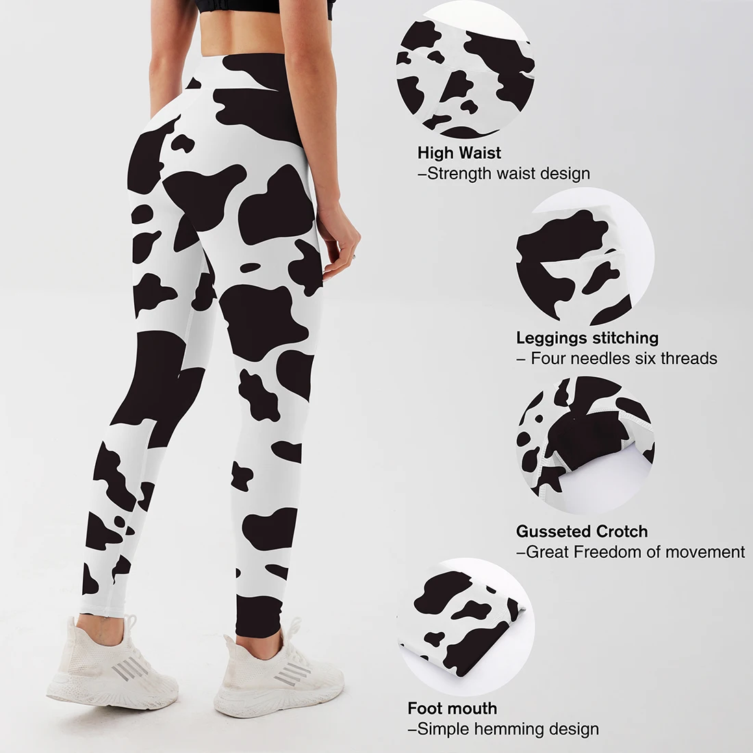 Yoga Pants Women Cow Black Leggings For Fitness High Waist Gym Legging Push Up Workout Fitness Women Printed Leggings