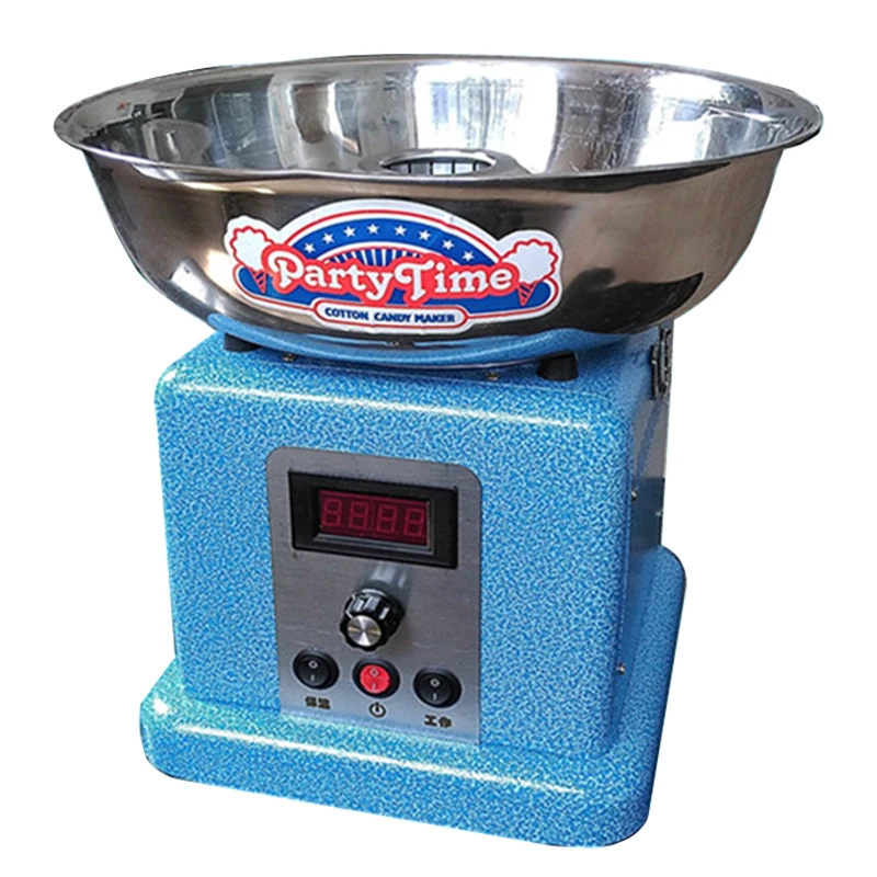 ماكينة حلوى القطن الملونة الصغيرة 220 فولت ماكينة حلوى القطن التجارية ماكينات الطعام التجارية ترموستات رقمي كهربائي