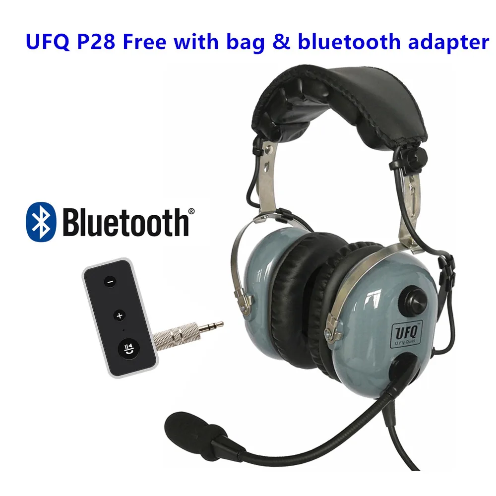 UFQ  Gray P28 Aviation Headset  Free with Bluetooth Adapter &  bag  Great PNR pilot Headset with Bose Grade Hi-Fi Speakers