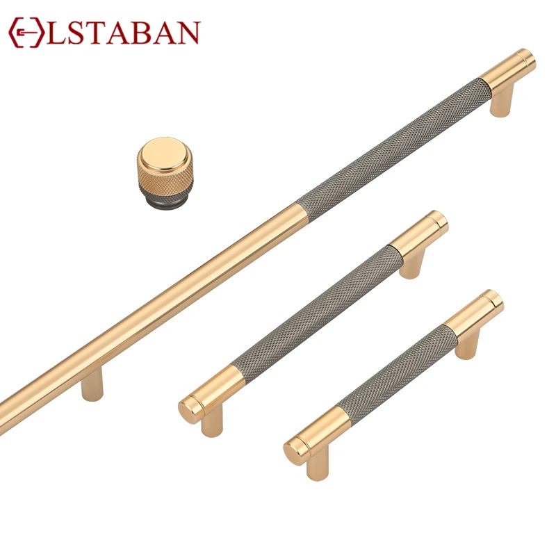 LSTABAN Gold Kitchen Handle European Light Luxury Style Dresser Cabinet Knobs and Handles Copper Furniture Handle Door Hardware