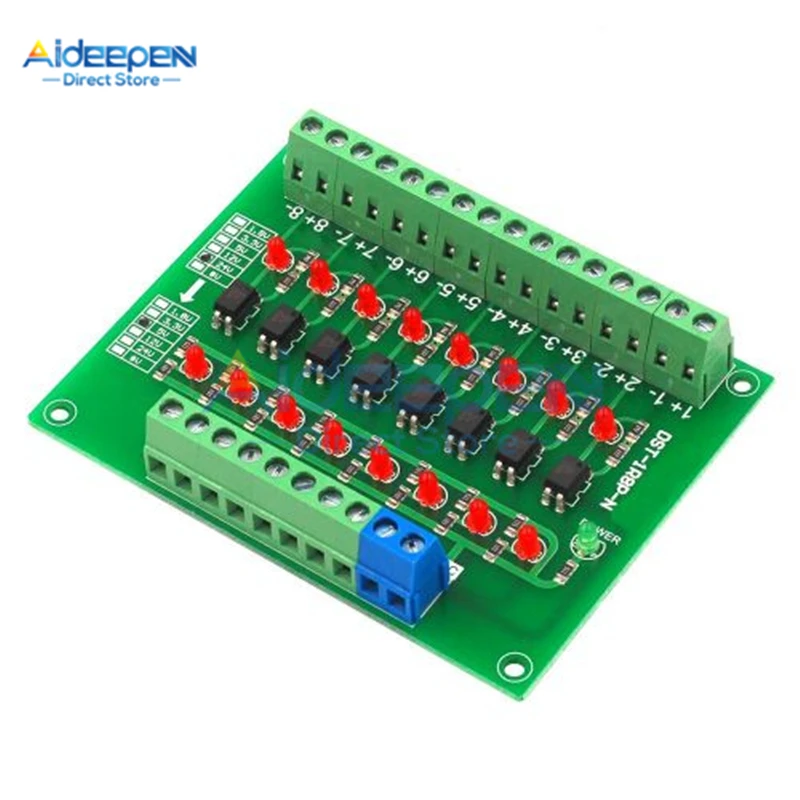 24V to 5V 8 Channel Photoelectric Isolation Module DST-1R8P-N Level Voltage Converter PNP Output PLC Signal Module For Arduino