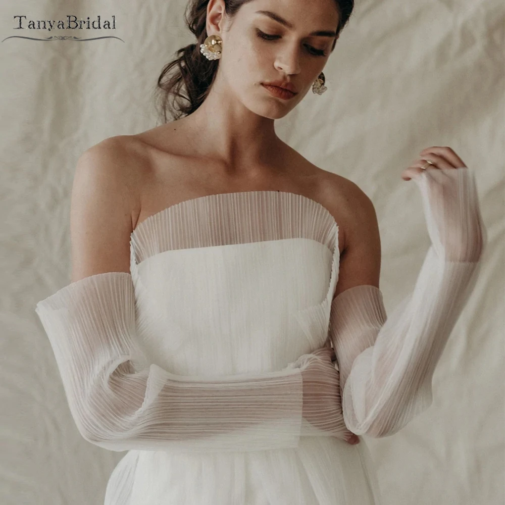 

Простые плиссированные тюлевые Свадебные перчатки свободного размера без пальцев шикарные перчатки DG070