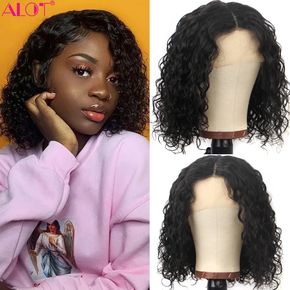 

Water Wave 5x5 Lace Closure Wig Short Bob Human Hair Wig Pre Plucked Lace Frontal Wig 180% Brazilian Remy Wet And Wavy Hair