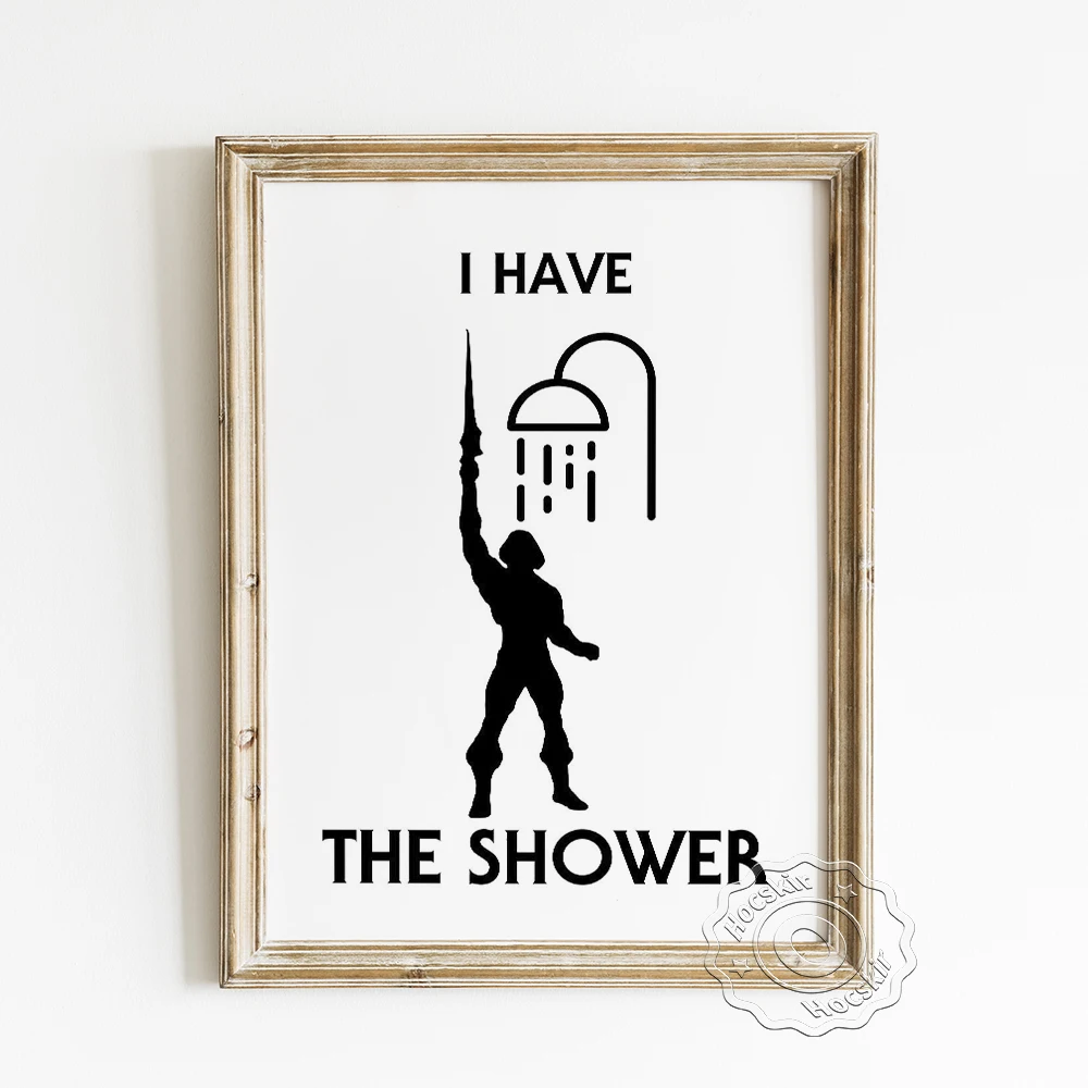 

Funny Humor Toilet Sign Canvas Painting Poster, Black White Minimalism Wall Stickers, Restroom Shower Pattern Prints Home Decor