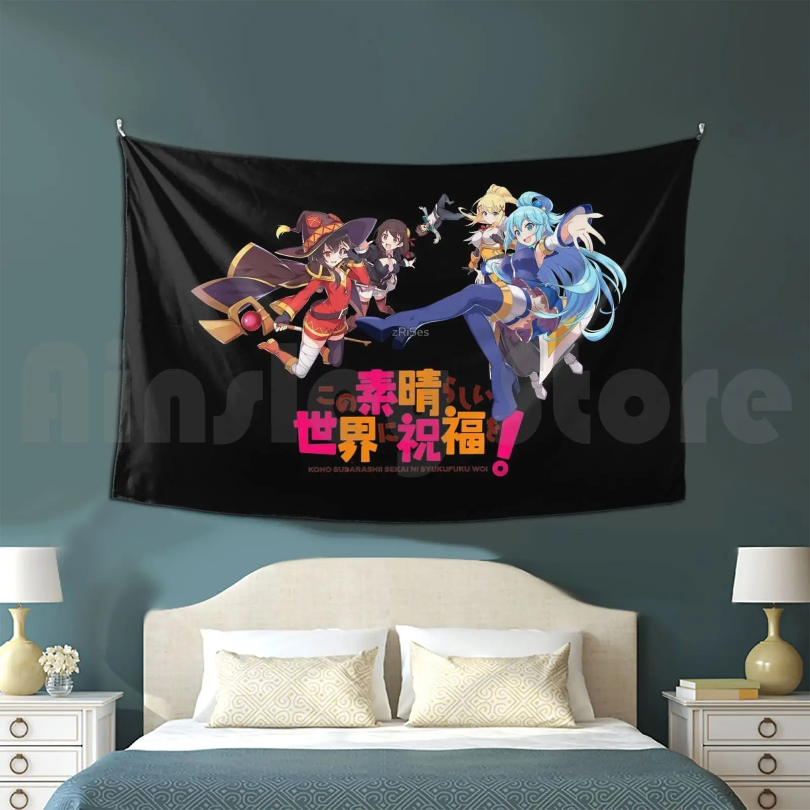 Konosuba! Customized Tapestry Kazuma Sato Aqua Megumin Darkness Eris Wiz Kono Subarashii Sekai Shukufuku