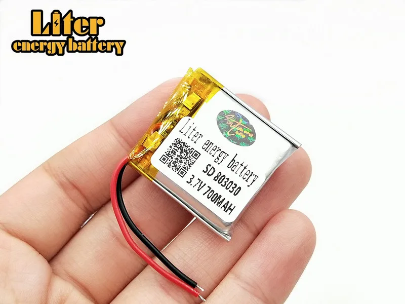 Rechargeable Li-ion Cell 3.7V polymer lithium battery 803030 083030 700mah With PCB For Toy DVD GPS MP3 MP4 MP5 Smart Watch