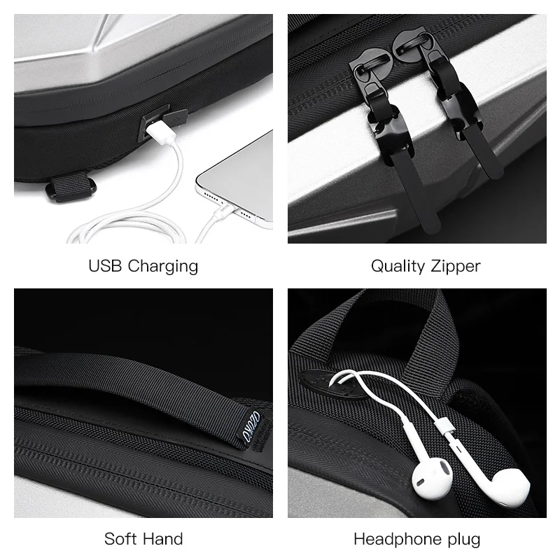 OZUKO Men Shoulder Bags Fashion Hard Shell Chest Bag Male Waterproof Short Trip Messenger Bag USB Charging Crossbody Bag Teenage