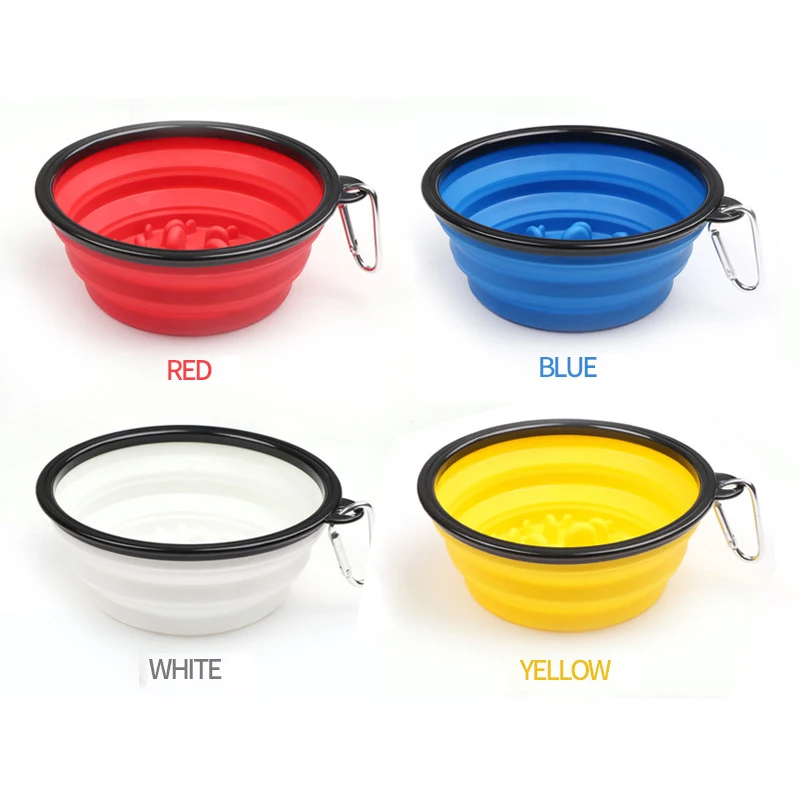 Collapsible Slow Feeding Bowl Dog Pet Folding Silicone Bowl Travel Portable Puppy Food Container Feeder Dish Bowl 350ml/1000ml