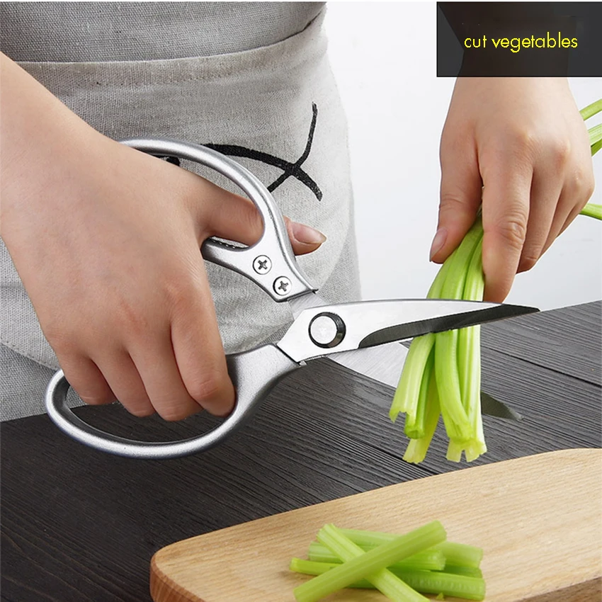 Multifunctional Stainless Steel Scissors Household Kitchen Scissors for Herbs, Chicken, Meat & Vegetables- Gold, Silver