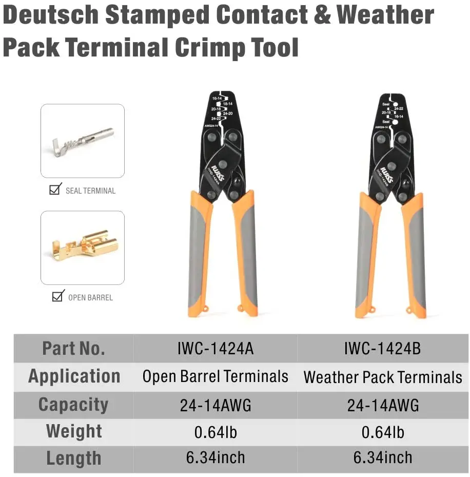 IWISS KIT-DC01 Automotive Rapair Mult Tool Kit Crimping Tools set Removal Tools for Deutsch Terminals Weather Pack Terminals