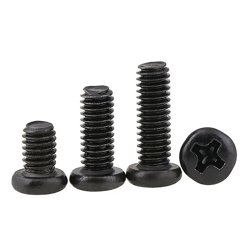 10-100PCS M3 M3.5 M4 M5 둥근 머리 나사 검정색 필립스 팬 머리 나사 전자 기계 나사 및 볼트