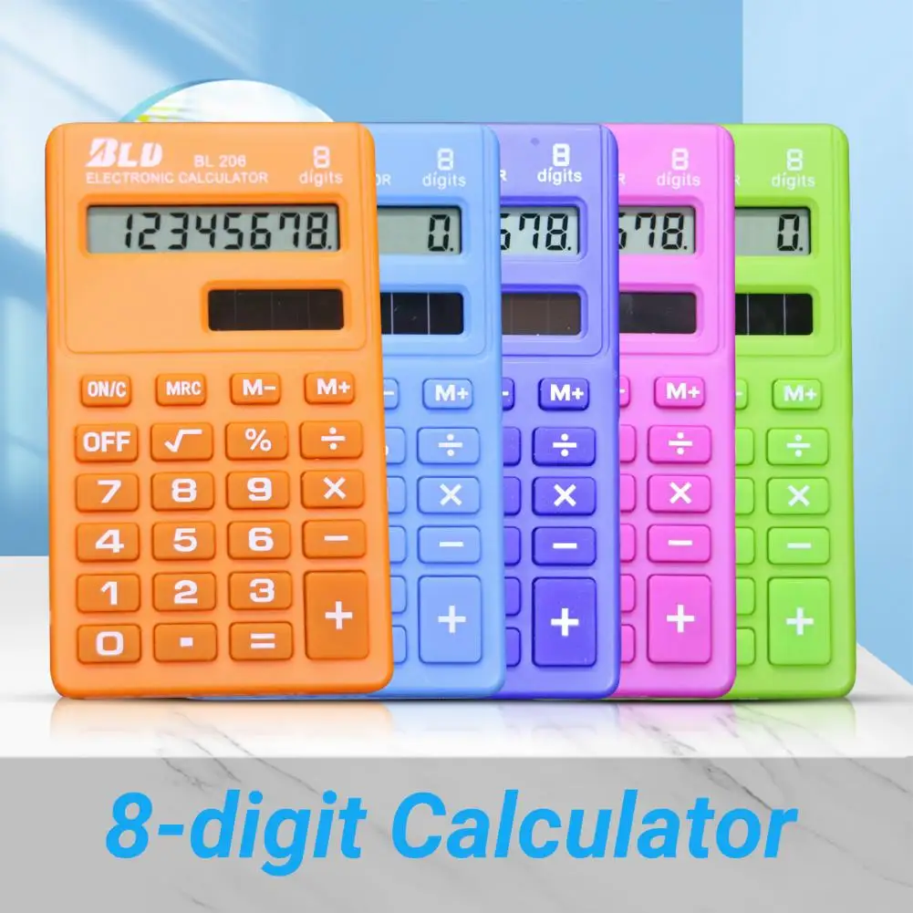 Mini calculadora portátil de bolsillo para estudiantes, dispositivo electrónico con pantalla de 8 dígitos, Color caramelo