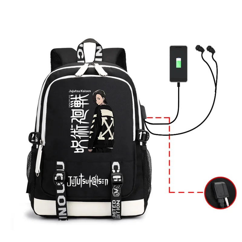 Jujutsu Kaisen – sac à dos Ultra multifonction avec chargeur USB pour ordinateur portable, fourre-tout de voyage et d\'école pour garçons et filles