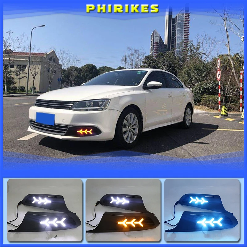 

1 Set DRL Daytime Running Lights Daylight ABS Fog Lamp Cover 12v LED For Volkswagen VW Jetta Sagitar 2012 2013 2014