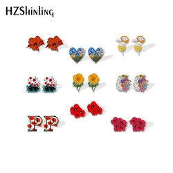 2021 New Poppies Stud Earring Flowers Art Acrylic Resin Earrings Epoxy Handmade Jewelry Gifts Girl