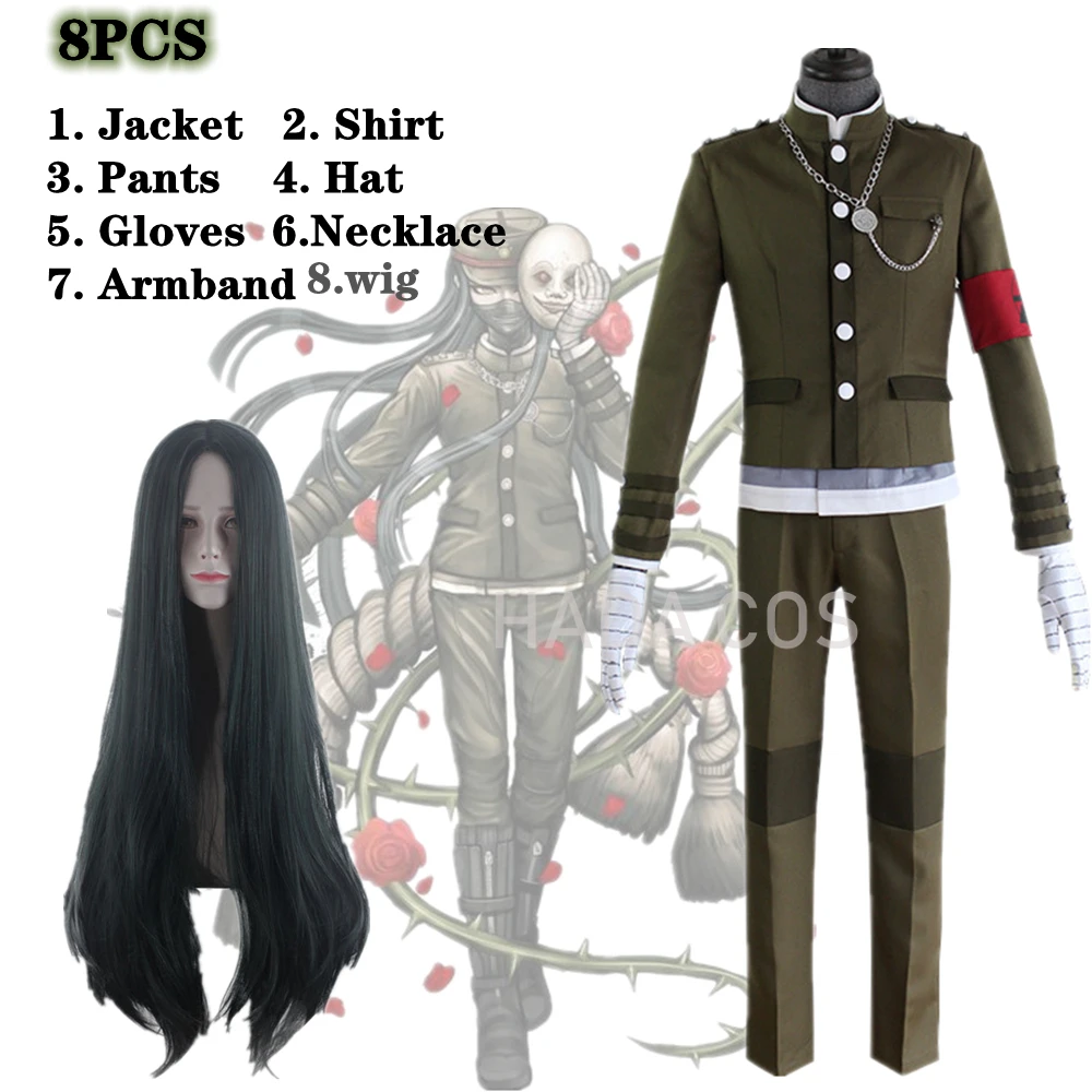 Anime Danganronpa V3: Killing Harmony Korekiyo Shinguji Cosplay Costume Outfit School Uniform Korekiyo Shinguji Cosplay Wig Hair