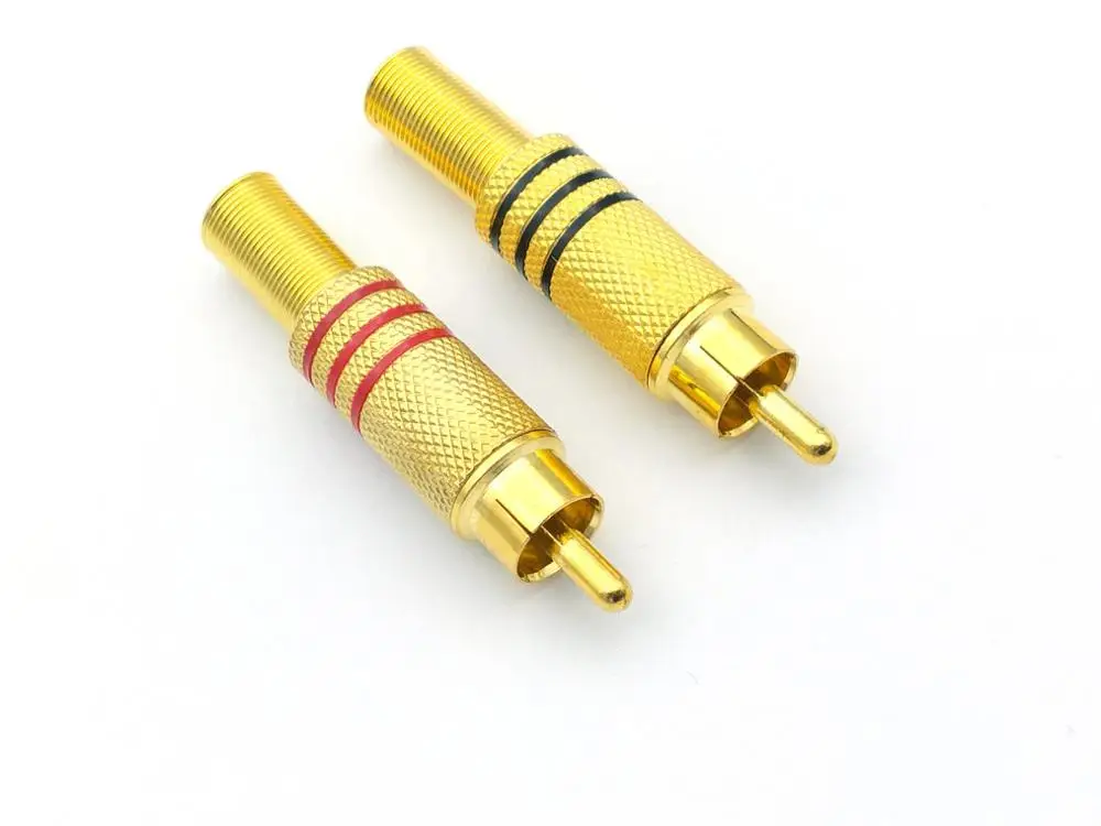 Conector Macho Rca de Áudio com Mola de Metal Adaptador com 100 Peças