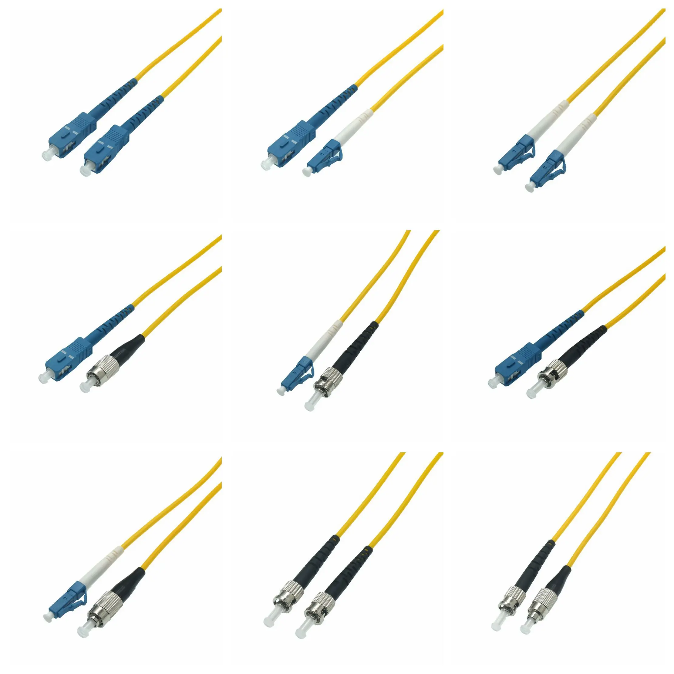 10PC Fiber Optic Patch Cords SC-SC-LC-LC-FC-FC-ST-ST Simplex Single-mode 2.0 3.0mm Optical Fibre Jumper Ftth Patch Lead IL 0.3dB