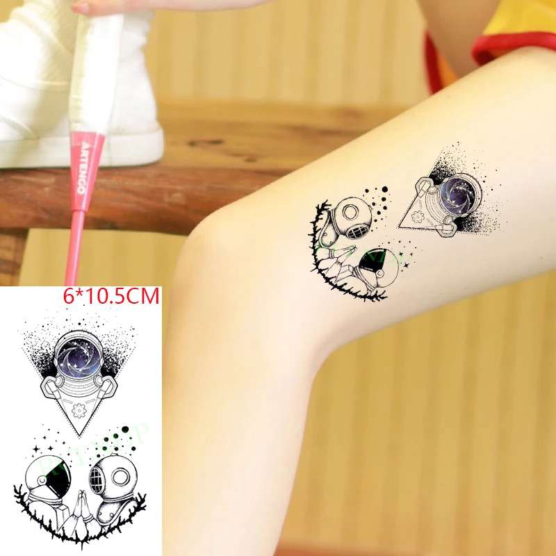 Waterproof Temporary Tattoo Sticker ins Astronaut space scientific explorationBody  Art flash tatoo fake tatto  for Women Men