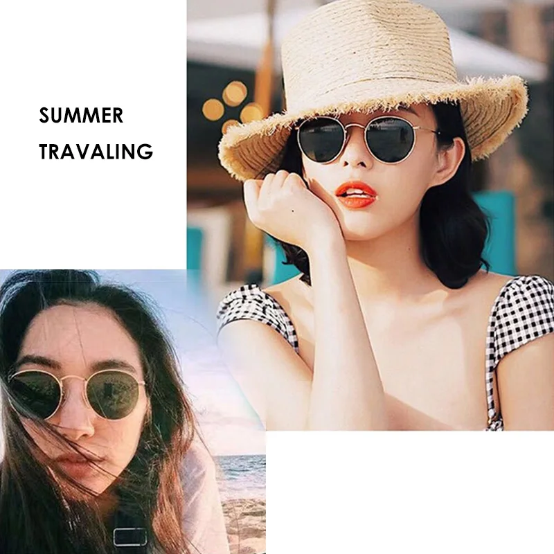 

MATIC Fashion Women Sunglasses Round Alloy Small Frame Sun Glasses Brand Designer For Female Vintage Oval Metal Oculos Feminino