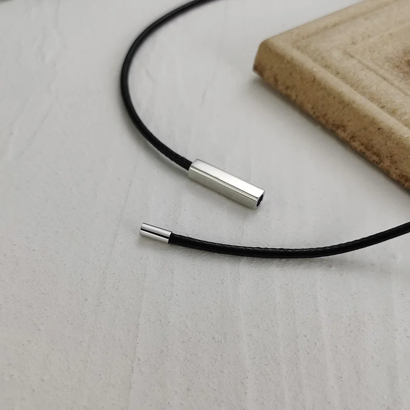Vnox Simple Black Rope Chain Necklaces for Men Women, Anti Allergy Stainless Steel Clasp Collar Accessory, Length 55cm