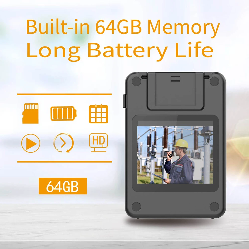 Камера полицейская CammPro M1n, UHD 1440P, высокоэффективное кодирование, память 64 ГБ, ночное видение, водонепроницаемая