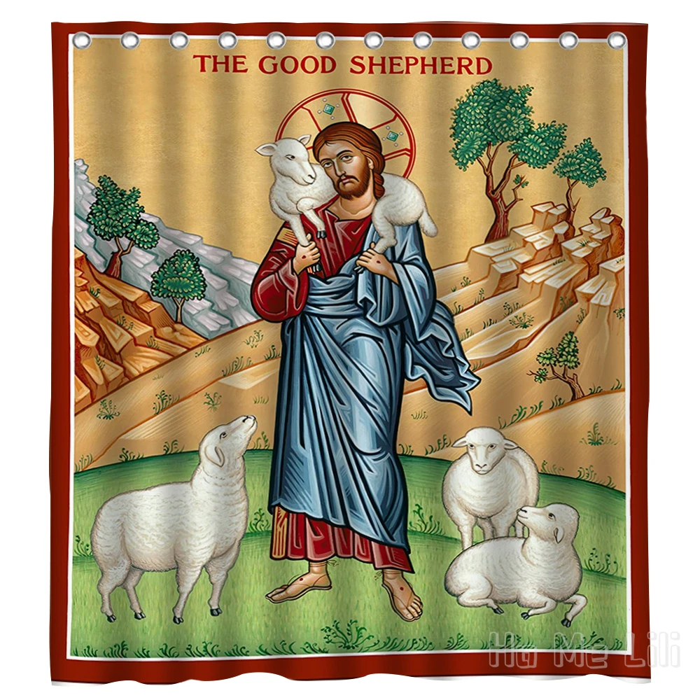 Good Shepherd Decoration Waterproof Fabric Shower Curtain Bathroom Accessories