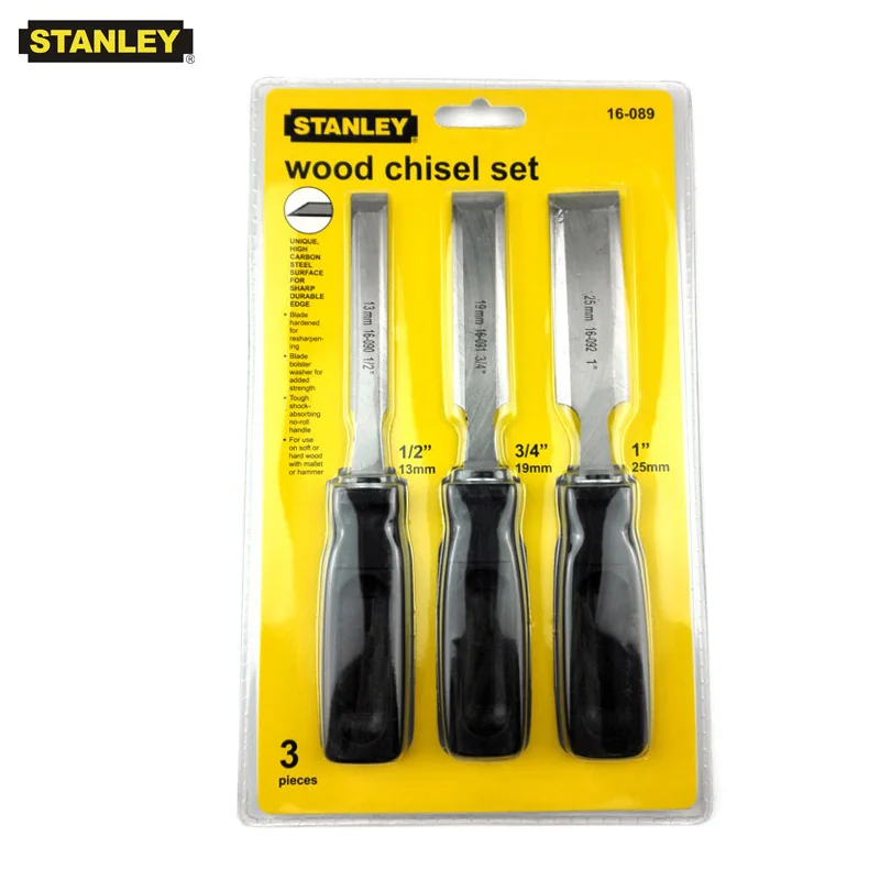 

Stanley 3-piece Woodworking Tools Anti-slip Plastic Handle Chisel For Wood Carving Carpentry