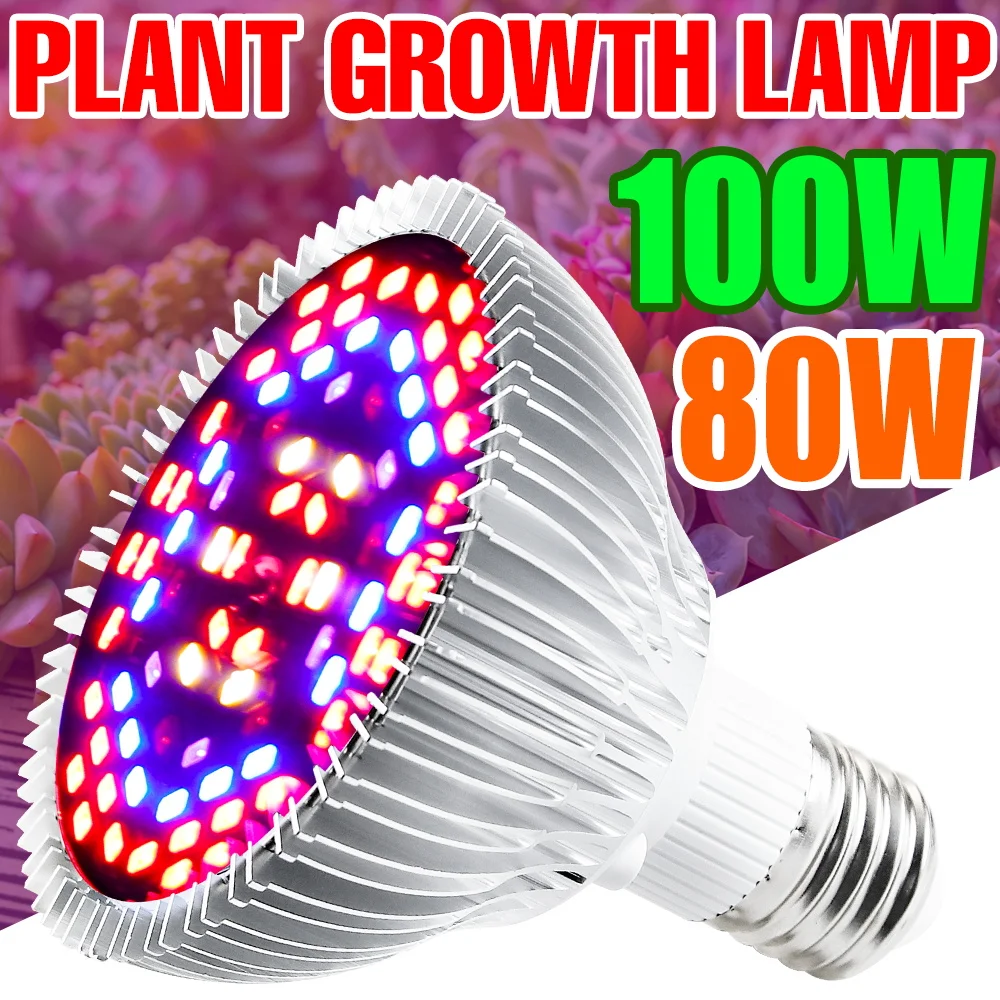 

220V E27 Plant Bulbs LED Grow Light 110V Fitolampy Full Spectrum Indoor E14 Phytolamps 18W 28W 30W 50W 80W 100W LED Vegs Flower