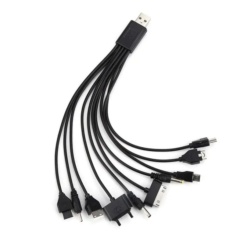 USB Data Cable Useful Universal USB To Multi Plug Cell Phone Charger Cable 10 IN 1 USB Cable Fast Shipping DropShip High-Quality