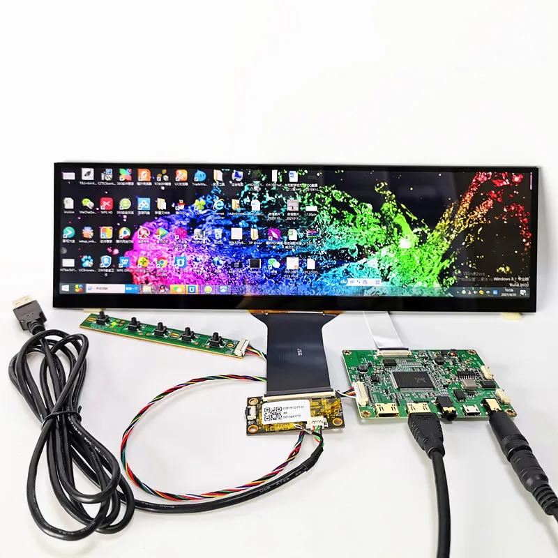 12.6 inch capacitive touch display module kit 1920*515 Strip shape LCD HDMI-compatible advertising Raspberry Pi Car LCD Module