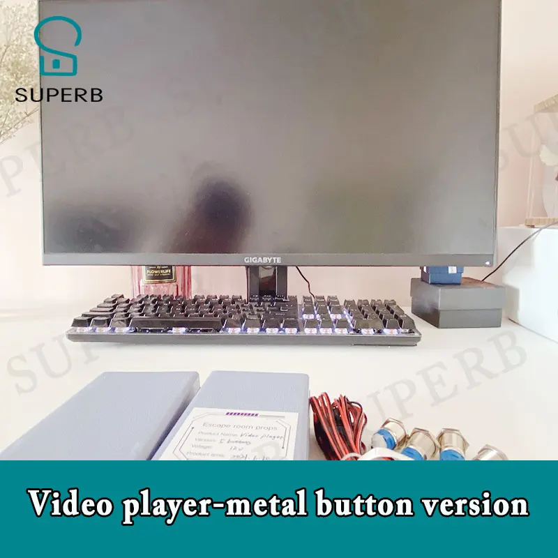 Chamber room prop video player metal button version from Superb press the buton to get the video clues doe room escape props