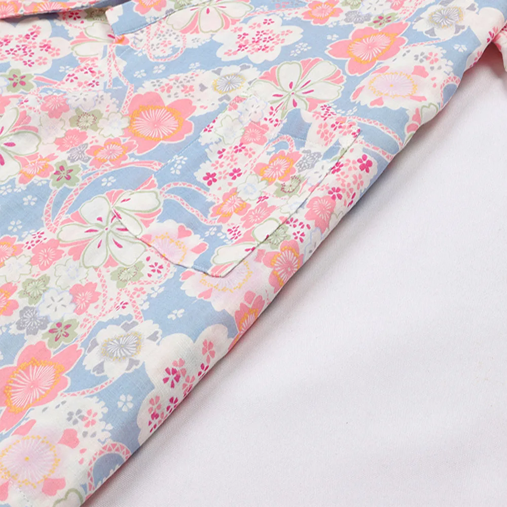 Japanese Breathable Kimono Pajamas Yukata Cotton For Women V-neck Sleepwear Trousers Lounge Loose Style Nightgown