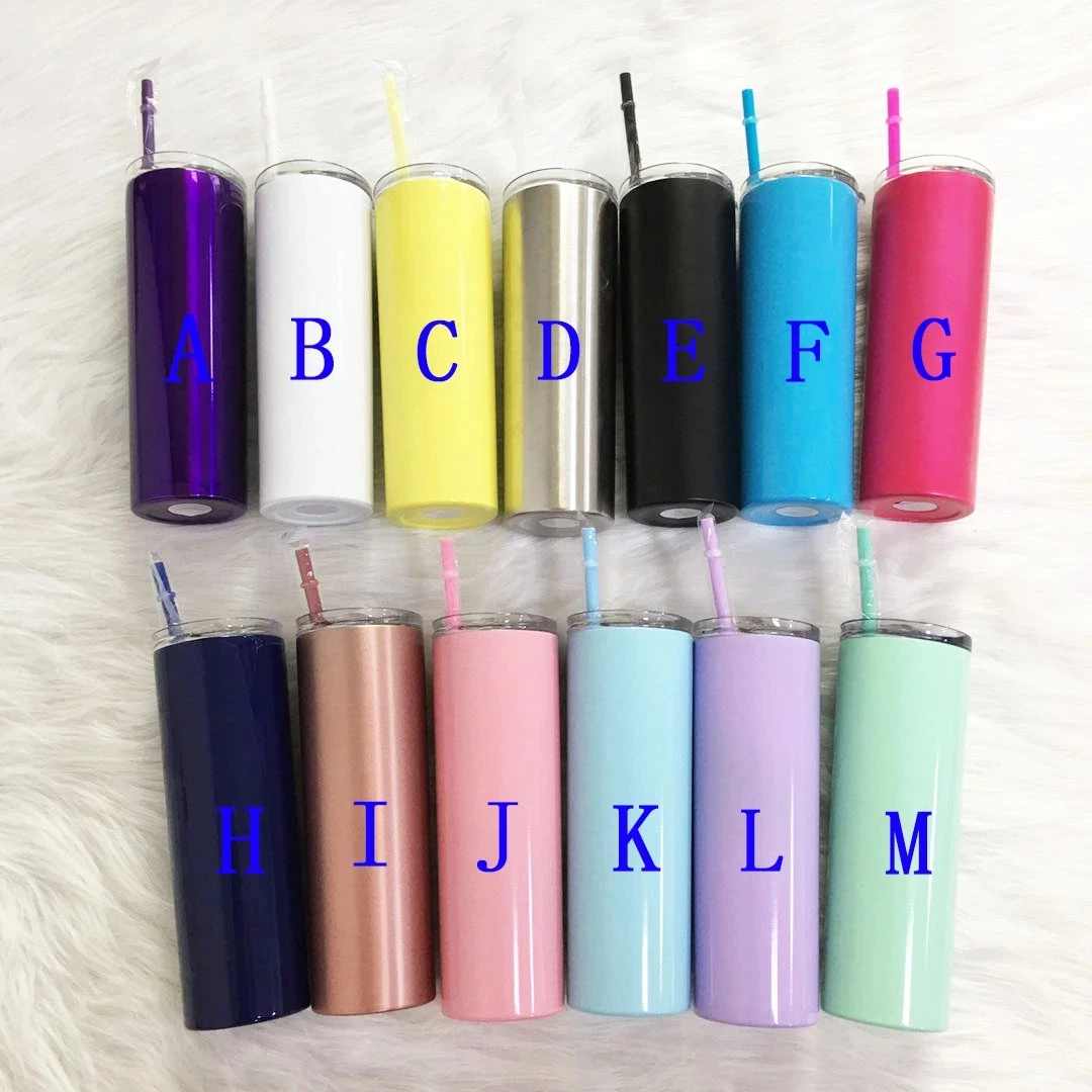 Whoesale 20oz Skinny Tumbler With Sealed Lid Straw Tall Glass Double Wall Vacuum Insulated Mug Stainless Steel Slim Water Bottle