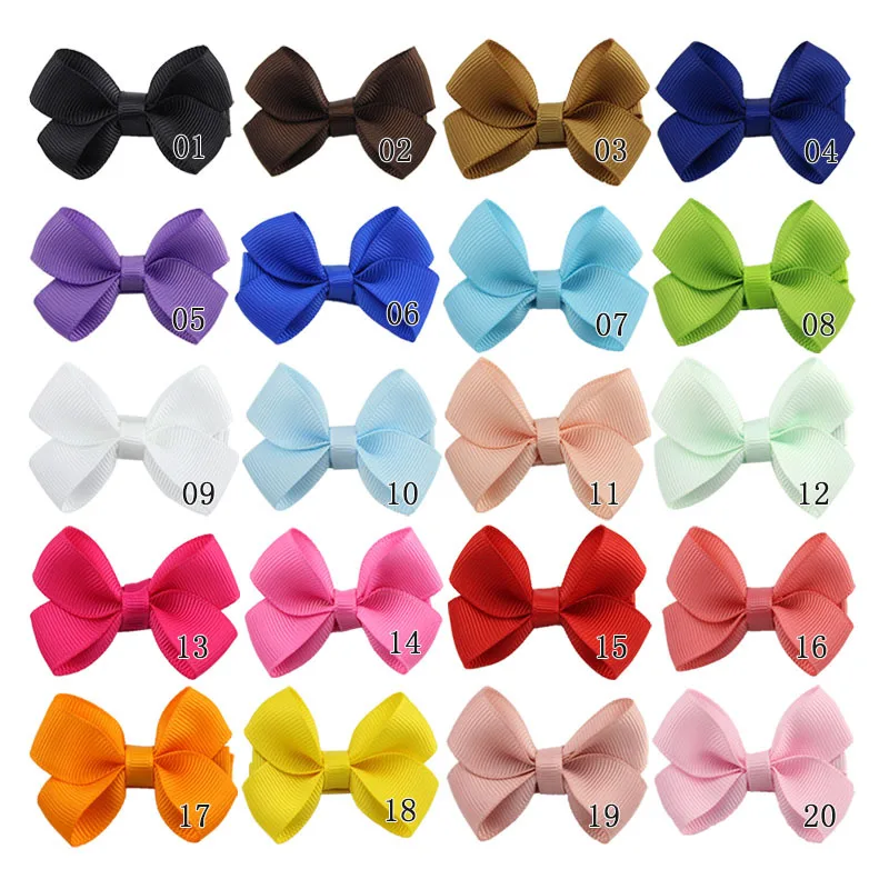 

20pcs mini 2.1" Grosgrain Ribbon Covered Girl Bow Hair Clip Pin For Children Baby Hair Accessory Barrette Clips Kids Hairpin