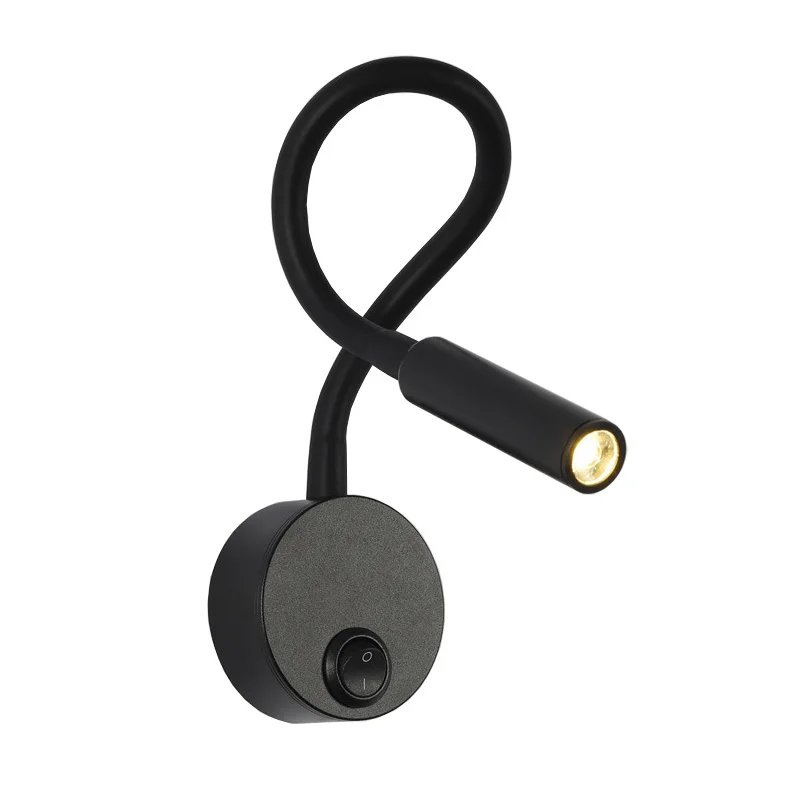 Goose-neck 3W LED Wall Sconce Light Bedroom Bedside Lamp On/Off Button Picture Spotlight Fixture Exhibition Living Room