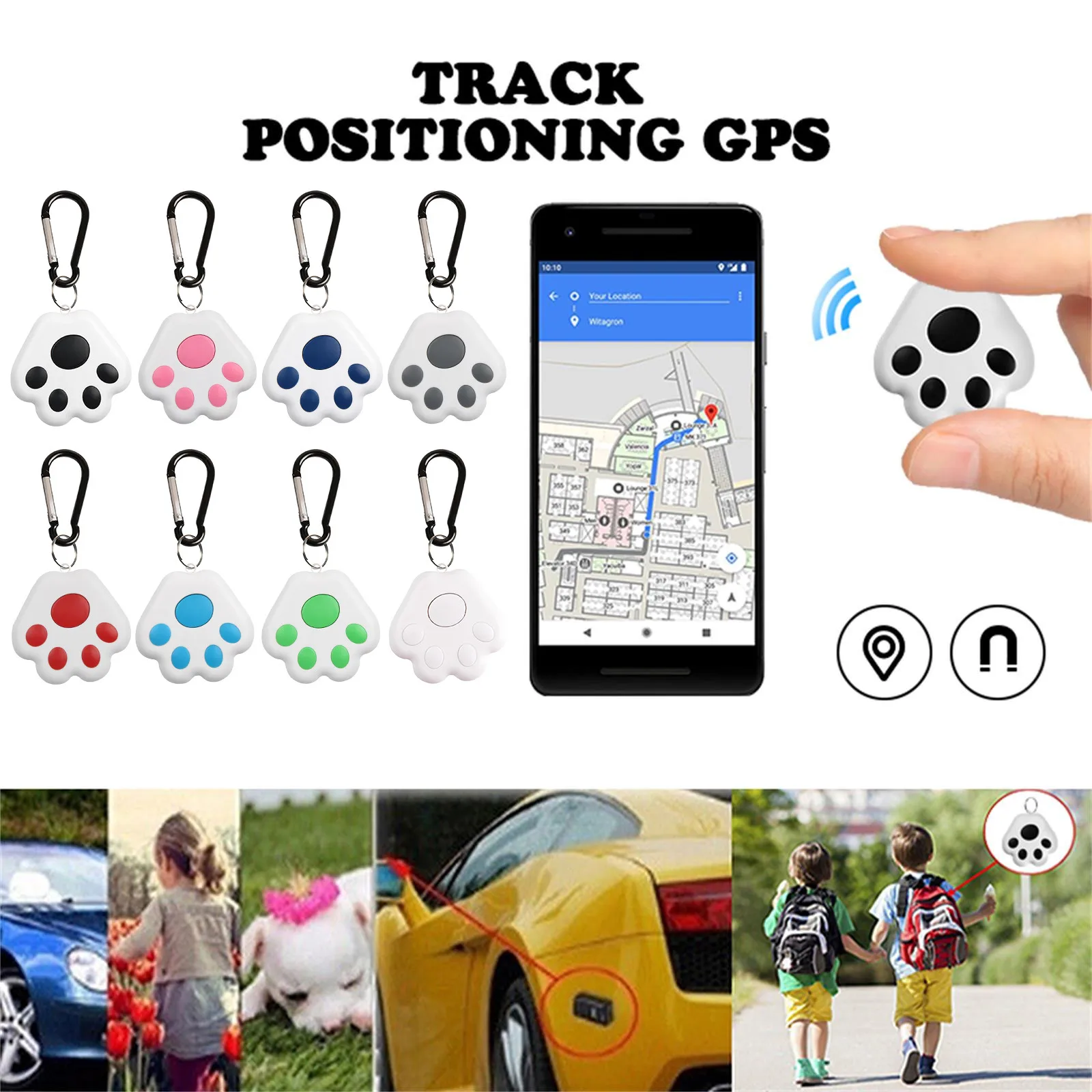 

Умный GPS-трекер, мини-устройство для поиска ключей, с функцией Bluetooth, с датчиком защиты от потери, для детей, домашних животных, чемодана