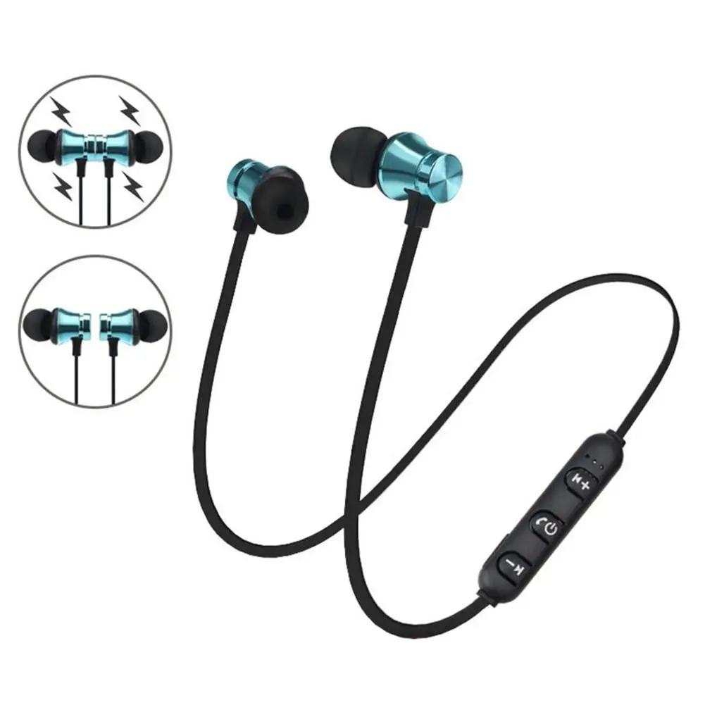 Wireless Bluetooth 4 2 Headphones Sports Neckband Magnetic Earphones Stereo Earbuds Music Metal Headset With Mic For