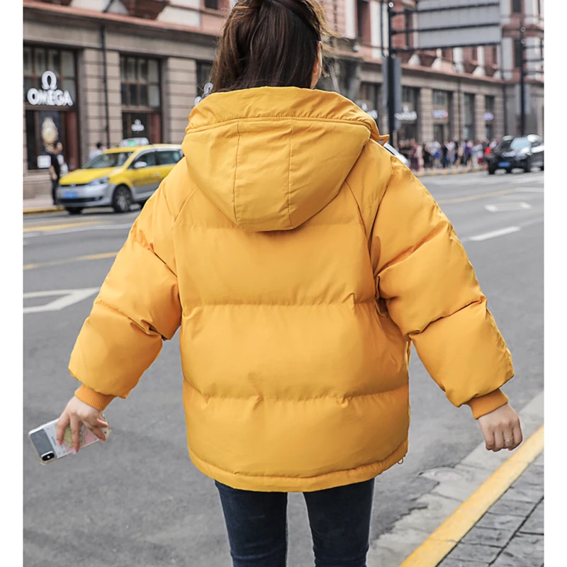 Herbst Winter Jacken Weibliche Lose Mit Kapuze Jacke Baumwolle gefütterte Kurze Frauen Parka Warme Mantel Lässig Outerwea Dame