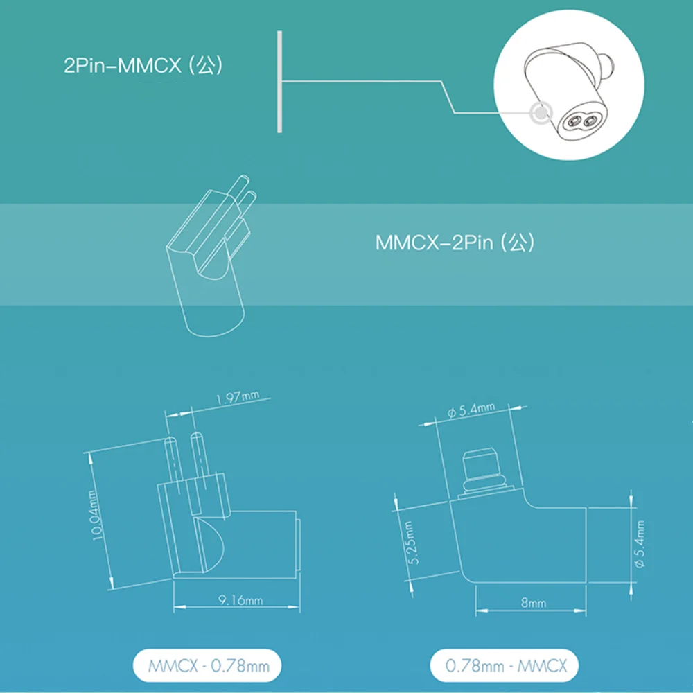 OEเสียงCIEMมุม2Pin 0.78มม.ถึงMMCX/MMCXถึง2Pin 0.78มม.หูฟังปลั๊กอะแดปเตอร์หูฟังอุปกรณ์เสริม