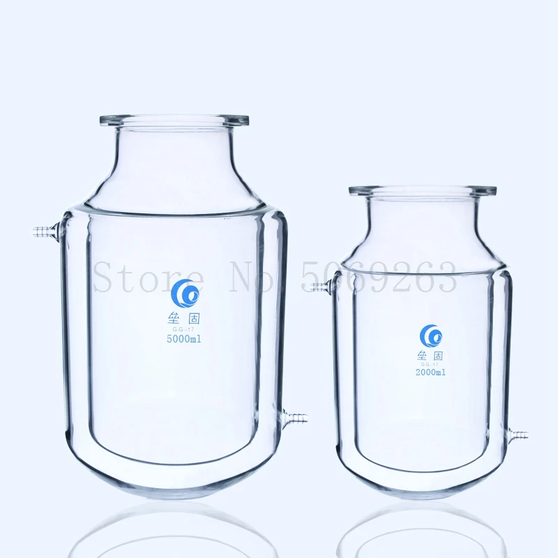 Reator Jacketed Reaction Bottle, Double-Layer Laboratório Reaction Flask, três ou 4 boca aberta