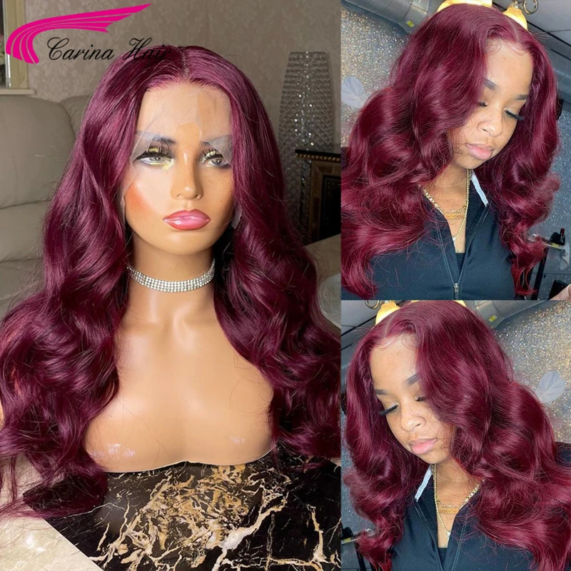 

Burgundy 99J Color 13x4 Lace Frontal Wigs 180% Remy Hair 4x4 Closure Baby Hair Transparent Lace Wigs Human Hair Wigs For Women