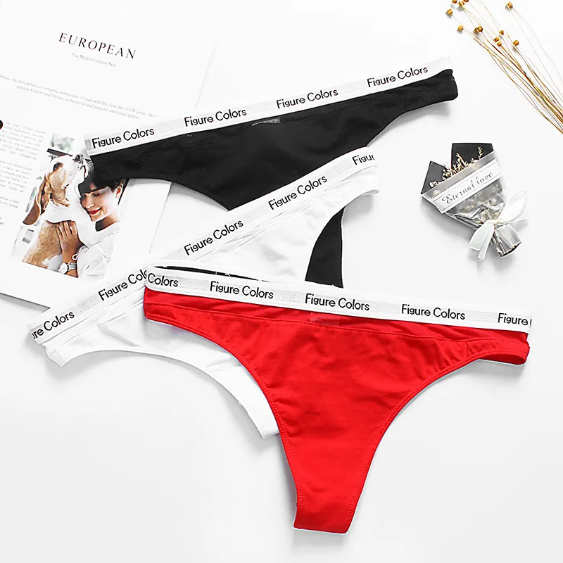 Women's thong seamless sexy underwear femme cotton low waist letter see though teengirls mini pants g string plus size lingere